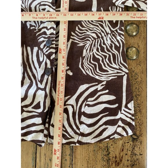 Jones New York Womens Brown Blouse Small 3/4 sleeve linen button up collared - Picture 8 of 8